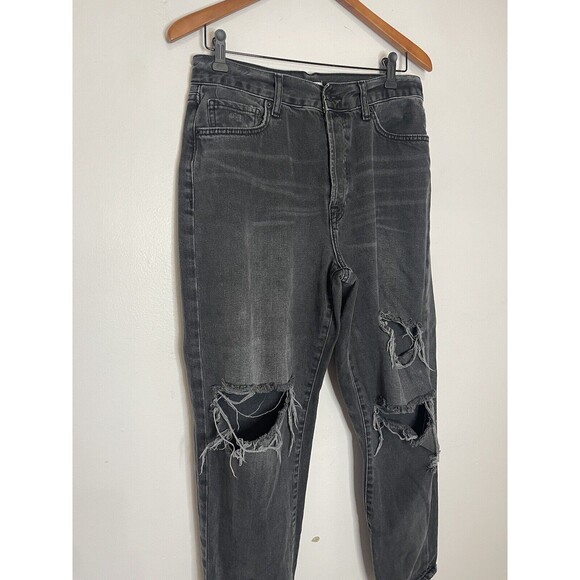Forever 21 Distressed Jeans Black Womens 30 Distressed Straight High Rise - Picture 2 of 10